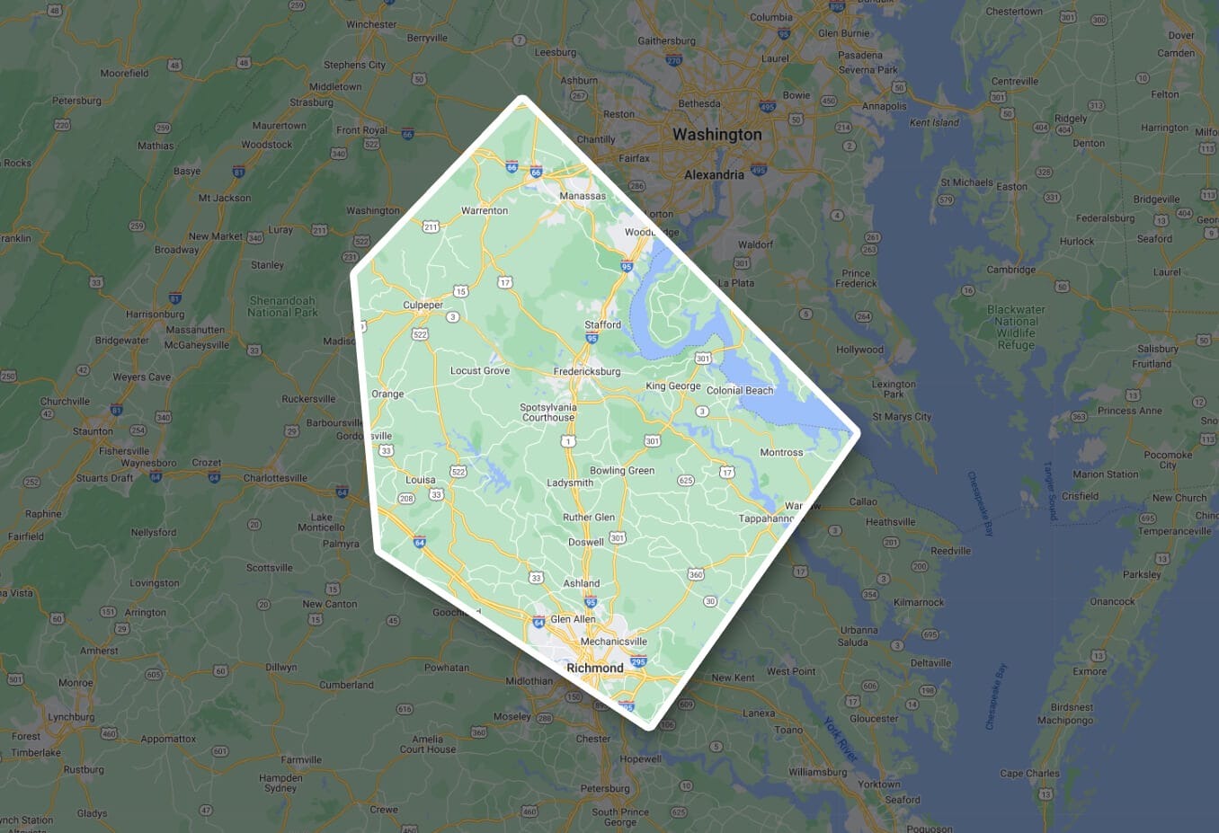 Columbia Contracting LLC Service Area Map