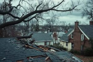 roof damage from tree in Fredericksburg’s leafy neighborhoods